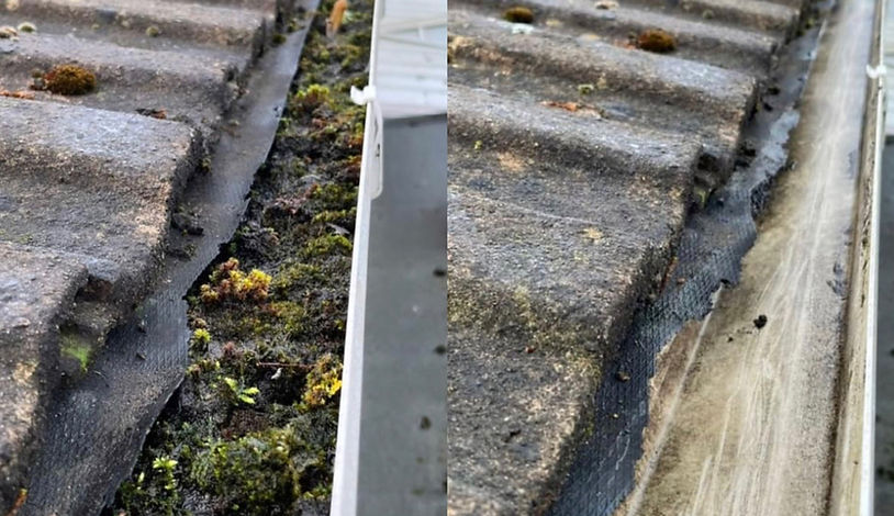 Gutter cleaning & clearance — before & after